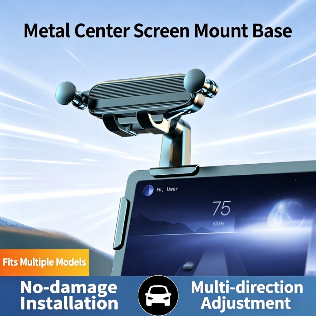 For Tesla Center For Screen Clip On Phone Mount, Adjustable Car Phone Holder, No-Damage Installation Car Interior Accessories