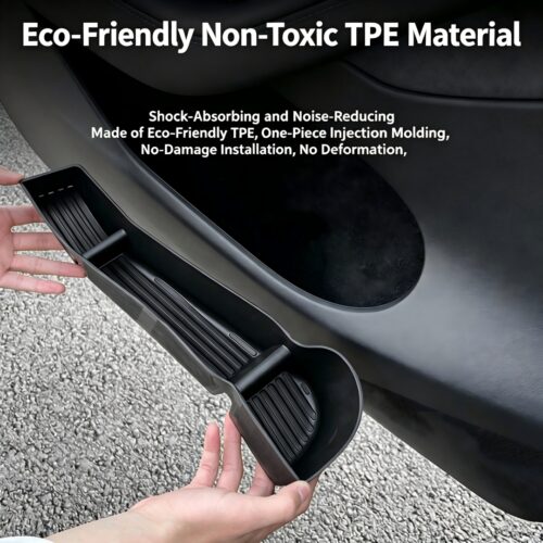 Shademax Set of 4 Car Door Organizer Tray for Tesla Model Y Juniper 2026 2025 Front& Rear Door Side Storage Box for New Model Y Juniper Accessories 2026 Slot Pockets Organizer Insert TPE Material