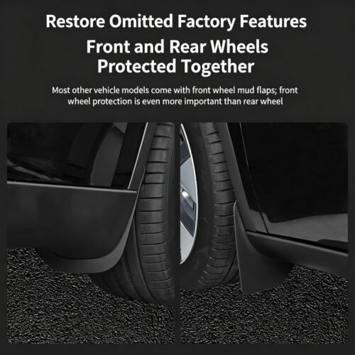 Original Fit TPE Mud Flaps Compatible with Tesla Refreshed Model Y, No Drilling Wheel Splash Guards, Durable Flexible Car Wheel Protection Mod Parts
