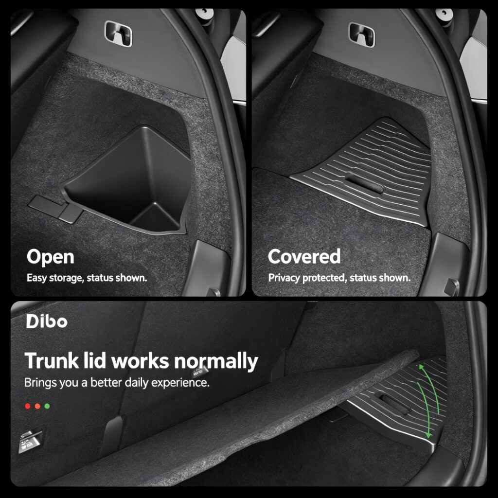 2Pcs TPE Trunk Side Storage Box Compatible with New Refined Tesla Model Y/YL, Waterproof Washable Rear Cargo Storage Organizer Tray