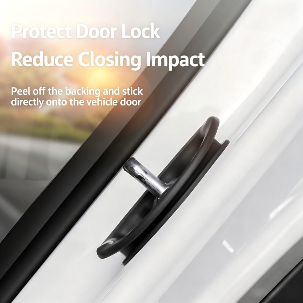 4Pcs Silicone Car Door Lock Protection Cover Compatible with Tesla Model 3/Y, Reduce Closing Noise Anti-Collision Door Latch Shock Pad