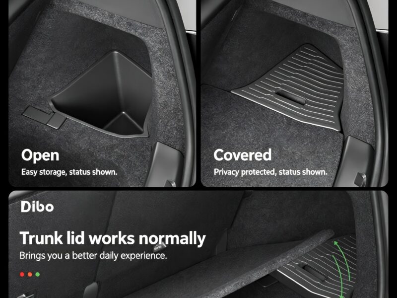 2Pcs TPE Trunk Side Storage Box Compatible with New Refined Tesla Model Y/YL, Waterproof Washable Rear Cargo Storage Organizer Tray